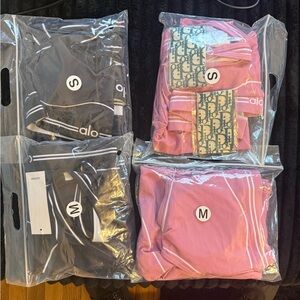 ALO Yoga Black and Pink Apparel Set